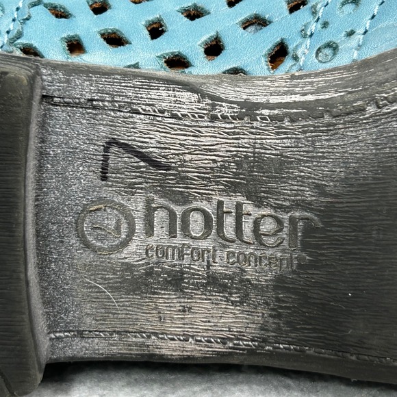 Hotter Comfort Teal Leather Perforated Brogue Oxford Shoes Lace Up Low Heel 8 - Picture 7 of 9